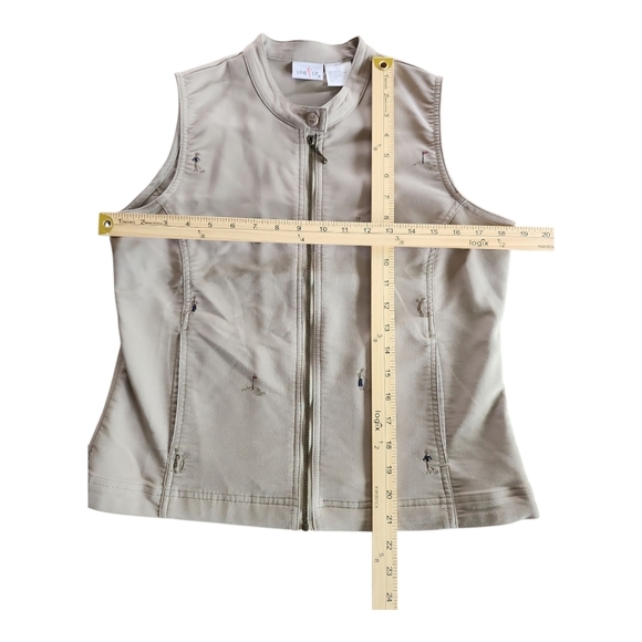 Line Up Light Gray Golf Embroidered Moto Vest | Zip Front Sleeveless | Size S - Picture 9 of 13